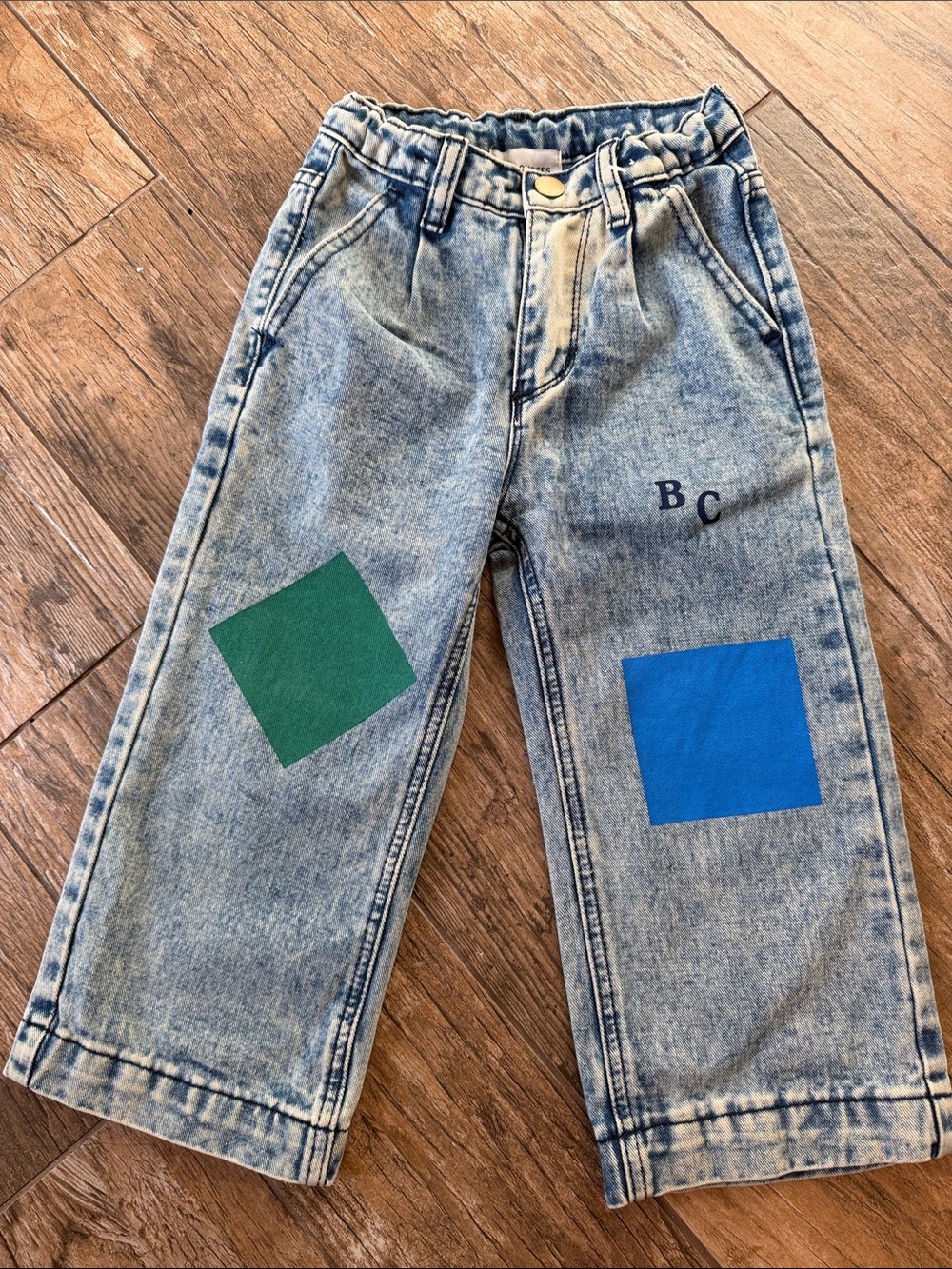 Bobo Choses Geometric Jeans wide leg acid wash 2-3 years